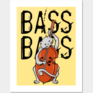 Cat With Bass Posters and Art